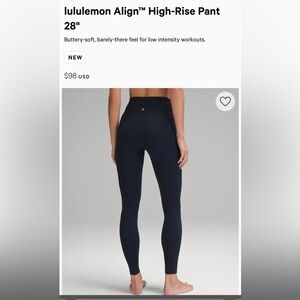 Lululemon align true navy. Like new great condition. Worn once. Size 4